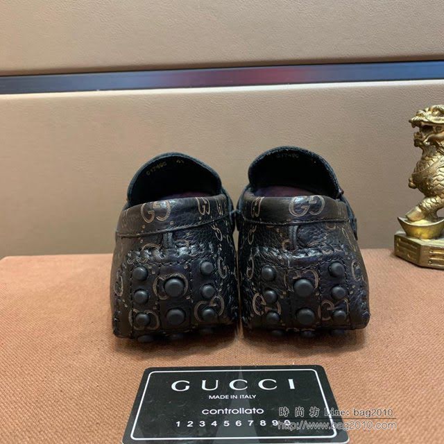 GUCCI男鞋 新款豆豆鞋 香港原單頂級 古馳高端精品 男士休豆豆鞋 Gucci懶人套腳樂福款駕車鞋  hdnx1037